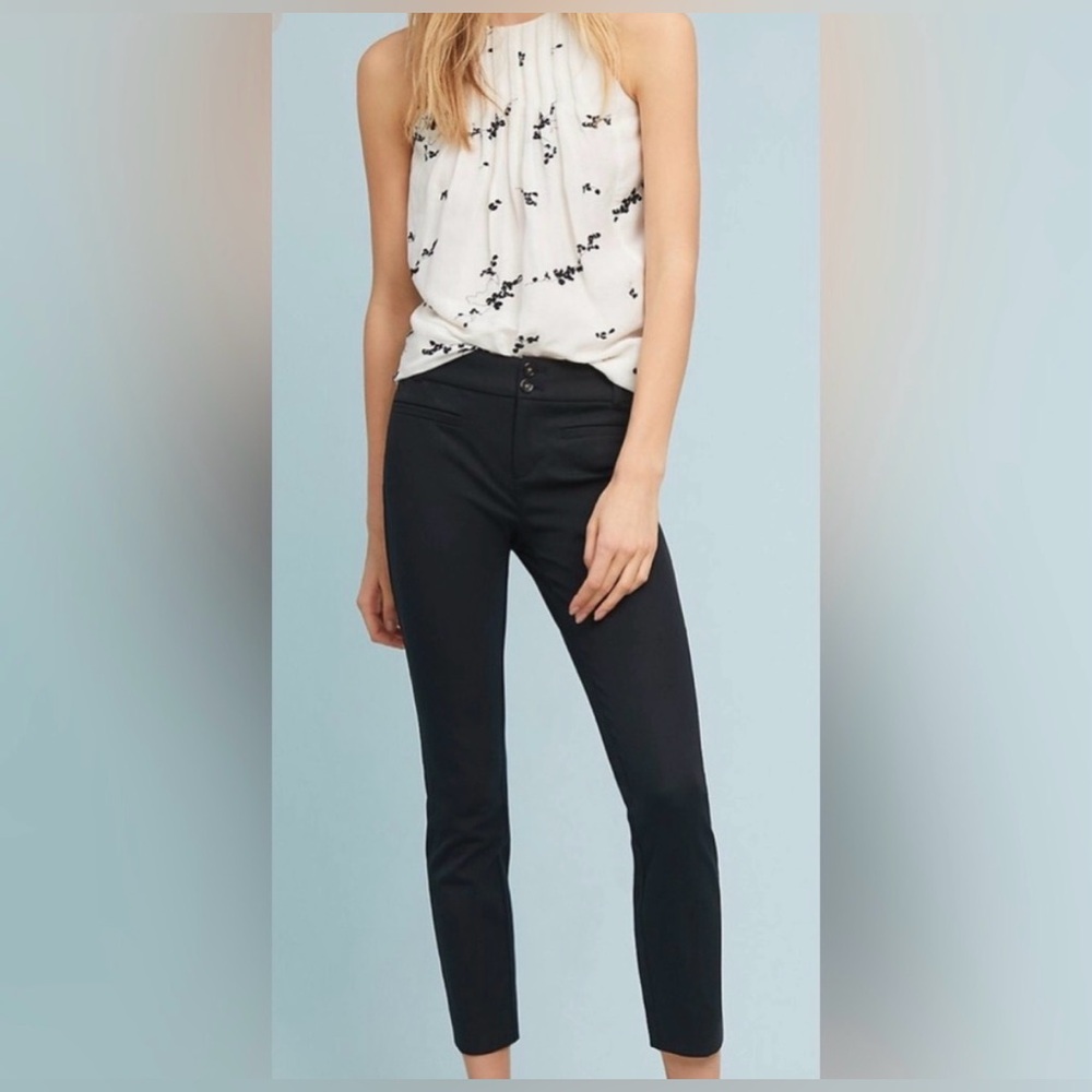 Anthropologie The Essential Slim Crop Black Pants Trousers Size 4 EUC